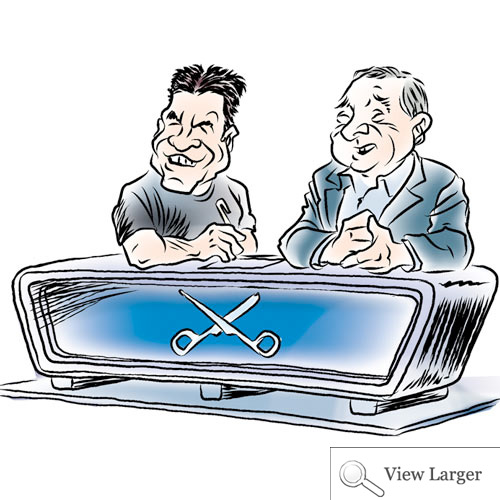 Simon Cowell and Louis Walsh caricatures